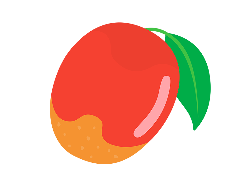 葉っぱのついたマンゴーの透過PNGイラスト