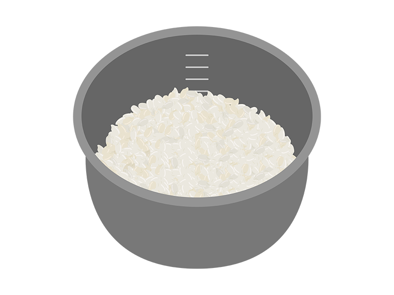 炊飯器の窯に入れた米の透過PNGイラスト