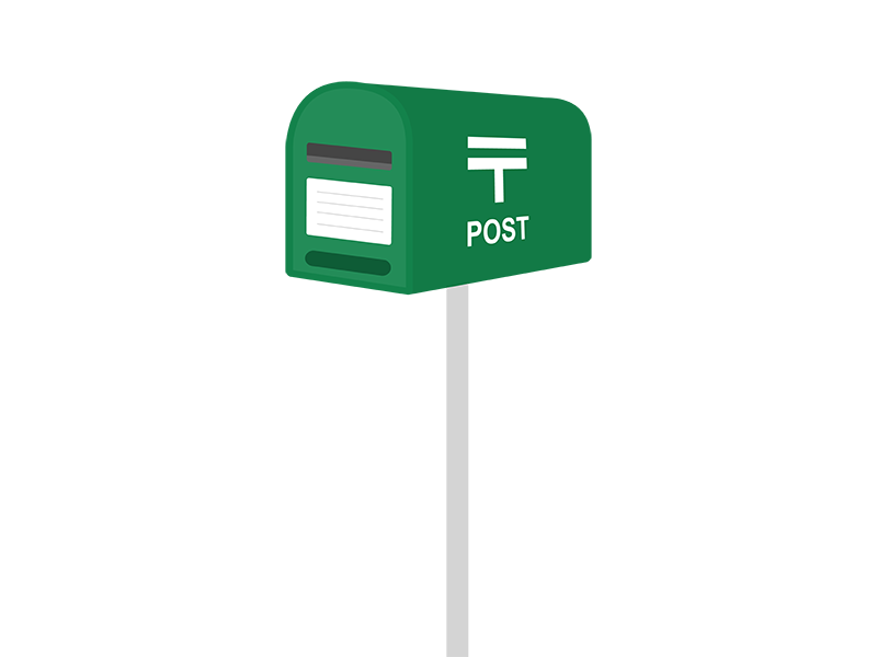 家庭用の、緑色の郵便受けの透過PNGイラスト