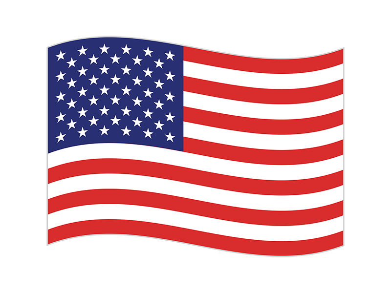 風になびく、アメリカの星条旗の透過PNGイラスト