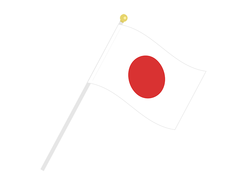風になびく、日本の国旗の透過PNGイラスト