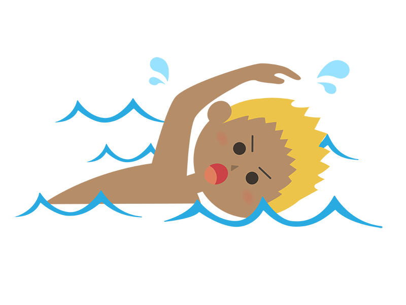 泳ぐ金髪で日焼けした男性の透過PNGイラスト