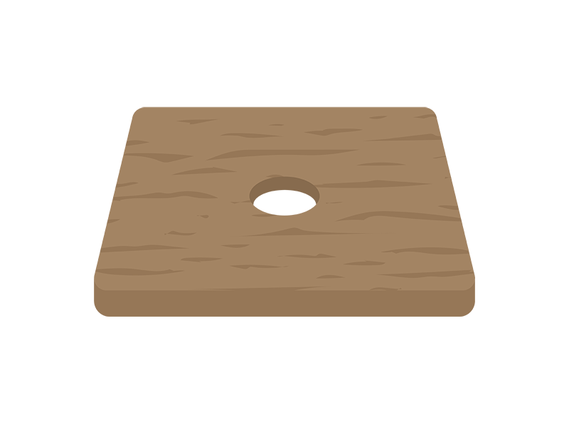 穴の空いた、木製のコースターの透過PNGイラスト
