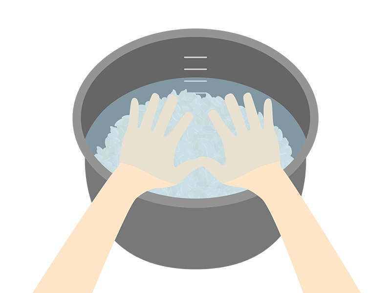 炊飯窯で両手で、米を研ぐ手の透過PNGイラスト