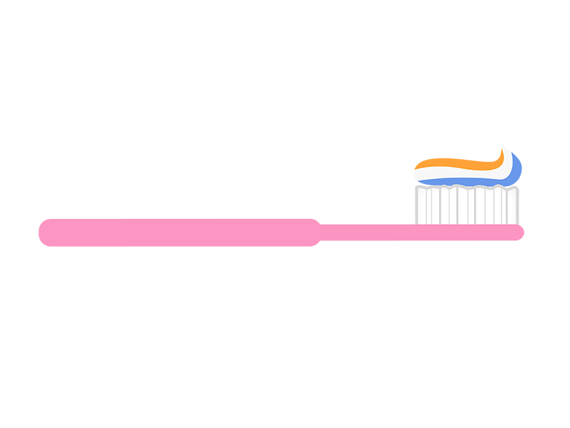 歯磨き粉をつけた、ピンク色の歯ブラシの透過PNGイラスト