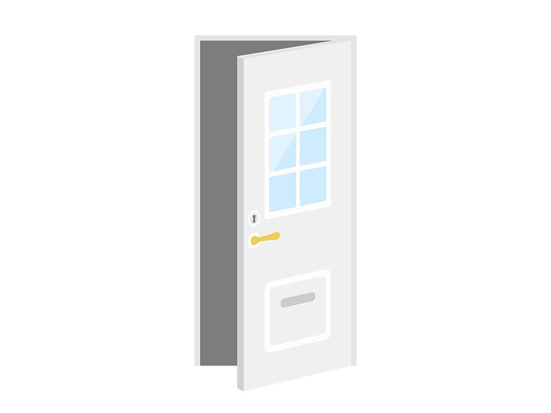 開いている 白色の玄関のドアの無料イラスト イラストセンター