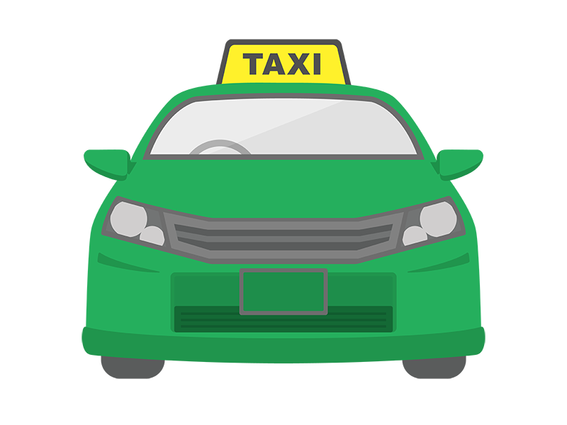 緑のタクシーの透過PNGイラスト