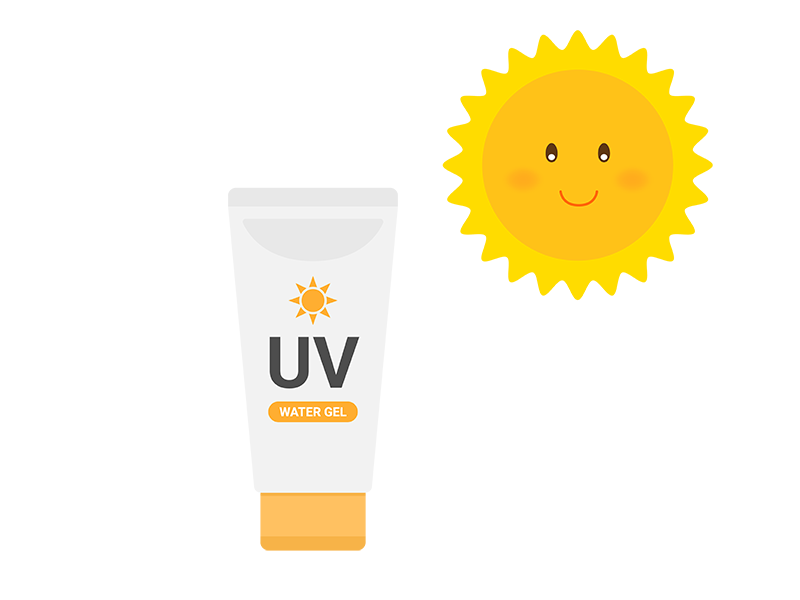 UVクリームと太陽の透過PNGイラスト