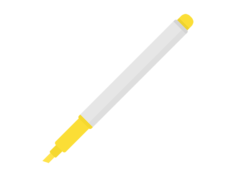 黄色の蛍光ペンの透過PNGイラスト