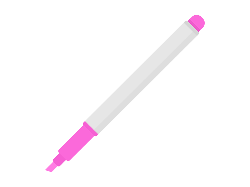 ピンク色の蛍光ペンの透過PNGイラスト