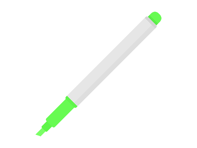 緑色の蛍光ペンの透過PNGイラスト