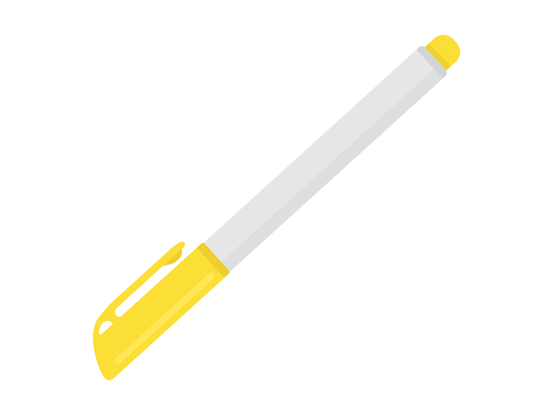 キャップをしめた 黄色の蛍光ペンの無料イラスト イラストセンター