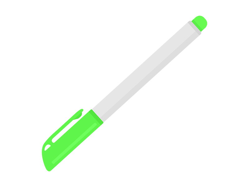 キャップをしめた 緑色の蛍光ペンの無料イラスト イラストセンター