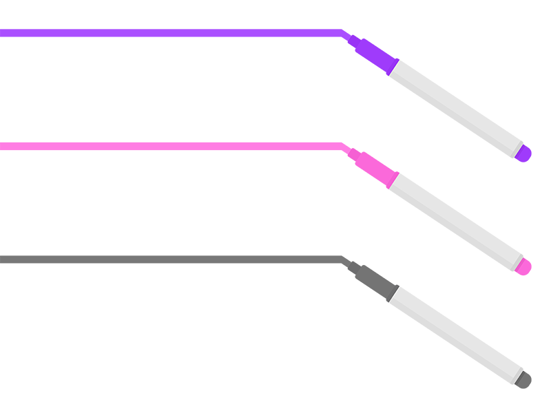 マーカーで線を引く（紫・ピンク・黒）の透過PNGイラスト