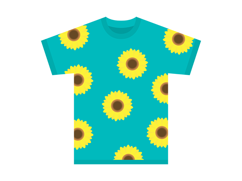 ヒマワリの花柄のTシャツの透過PNGイラスト