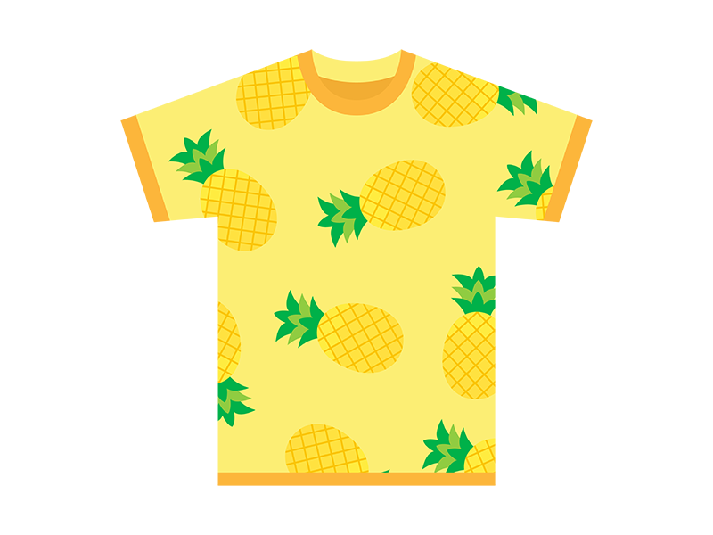 パイナップル柄のTシャツの透過PNGイラスト