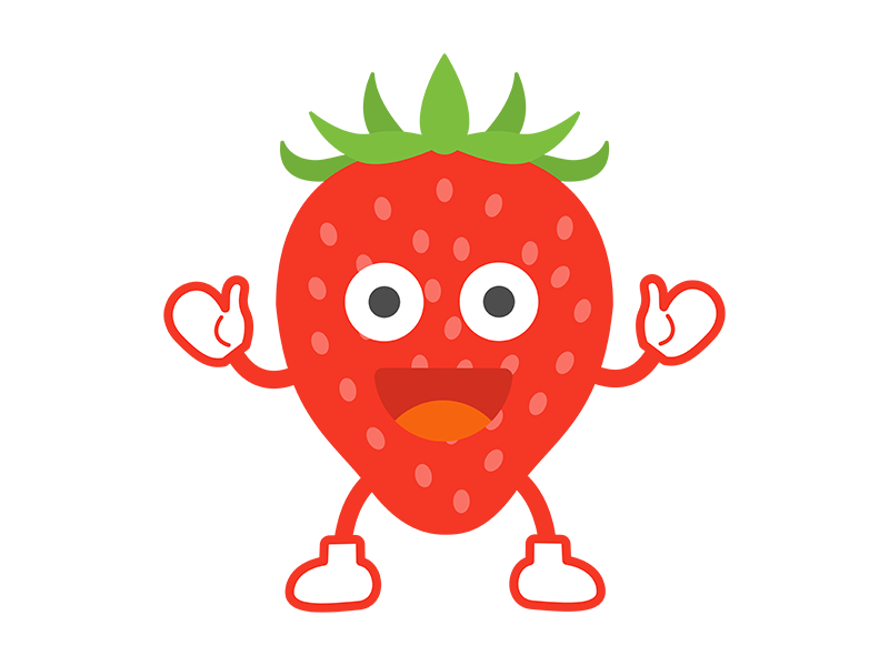 イチゴのキャラクターの透過PNGイラスト