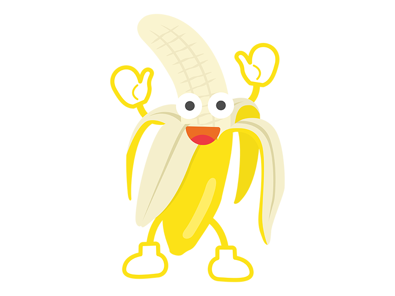 バナナのキャラクターの透過PNGイラスト