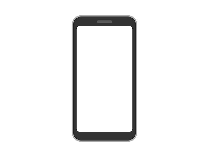 スマートフォンの白色の画面の透過PNGイラスト