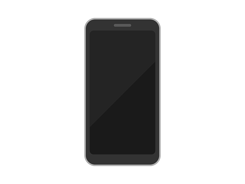 スマートフォンの黒色の画面の透過PNGイラスト