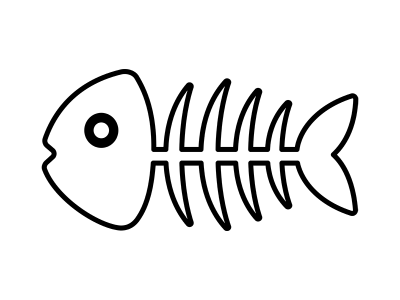 魚の骨の透過PNGイラスト
