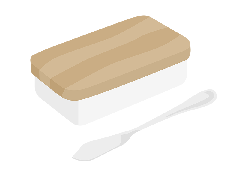 バターケースとバターナイフの透過PNGイラスト