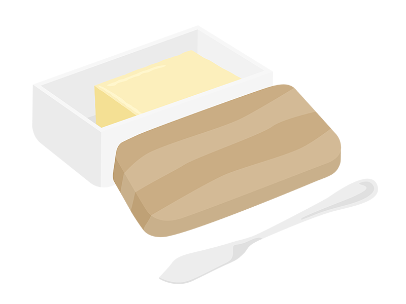 バターケースにいれた、バターの透過PNGイラスト