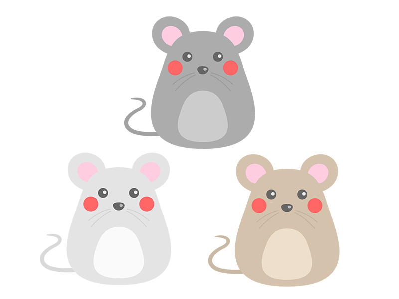ネズミのキャラクターのカラーバリエーションの透過PNGイラスト