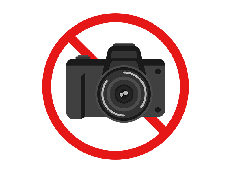カメラの撮影禁止マークの透過PNGイラスト