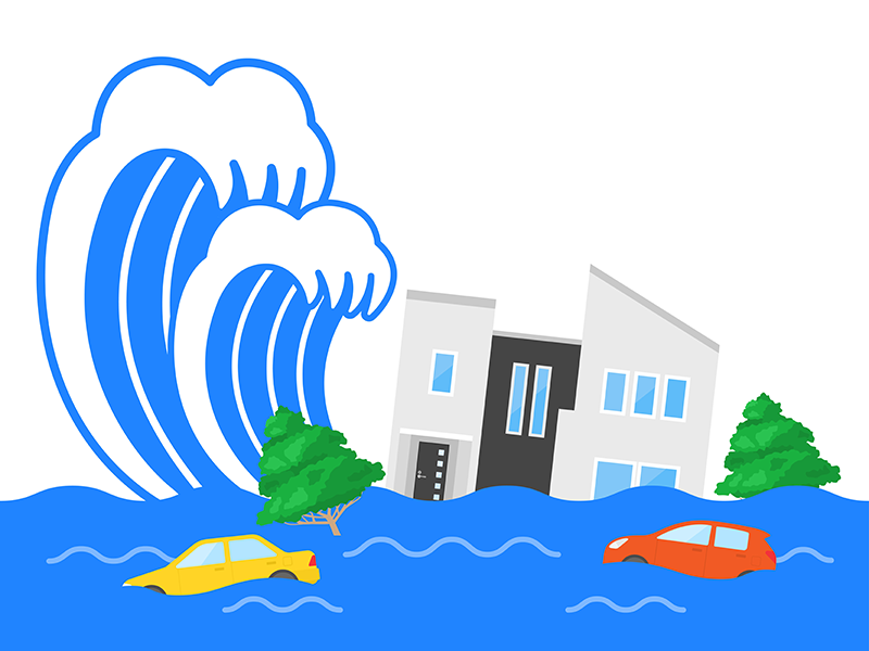 津波被害にあう 住宅の無料イラスト イラストセンター