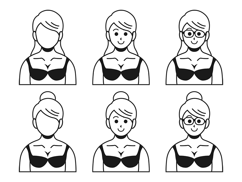 モノクロの下着姿の白人女性 バストアップ の無料イラストセット イラストセンター
