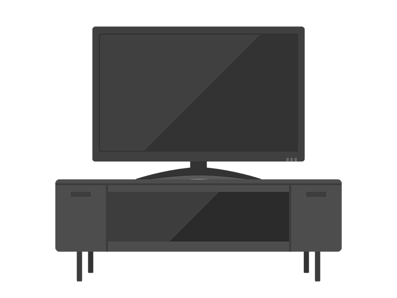 液晶テレビとテレビボードの透過PNGイラスト