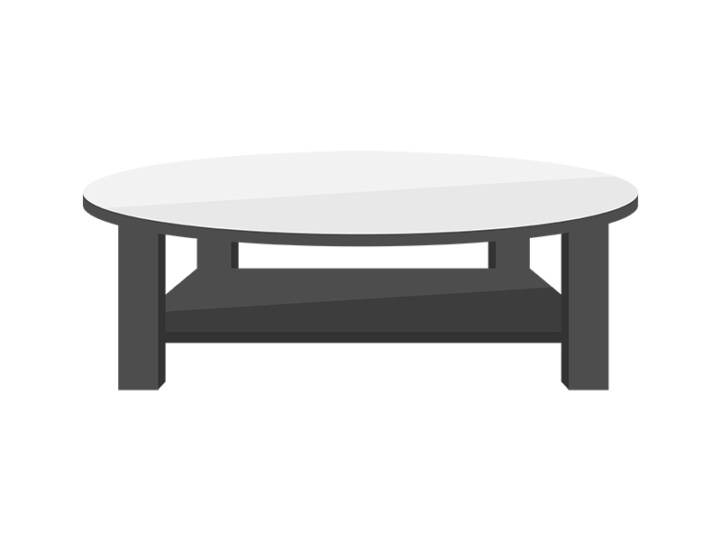 円形のローテーブルの透過PNGイラスト
