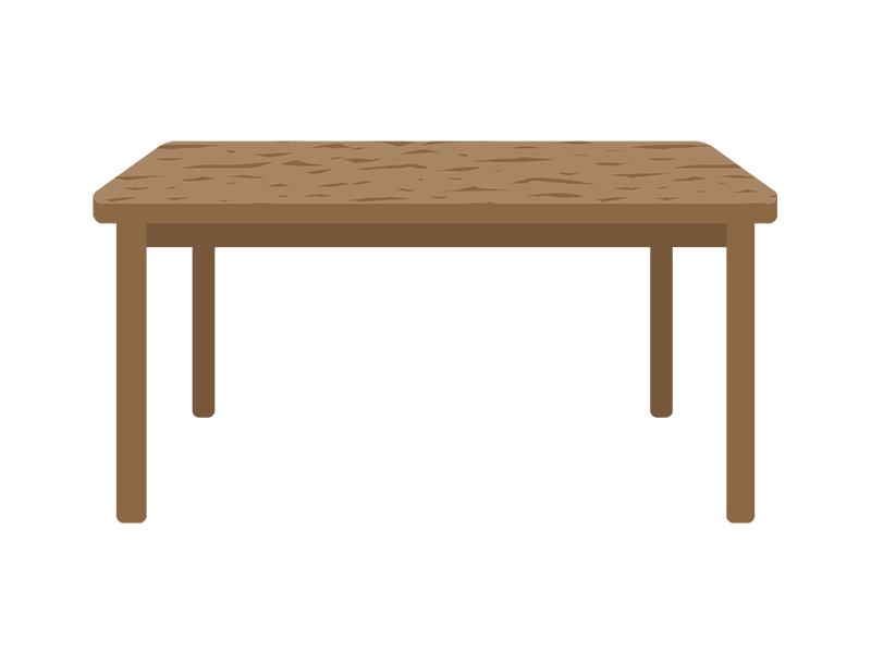 木製のダイニングテーブルの透過PNGイラスト