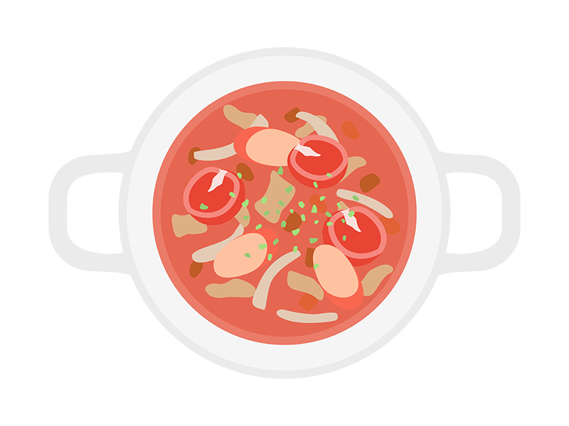 カップに入った、トマトスープの透過PNGイラスト