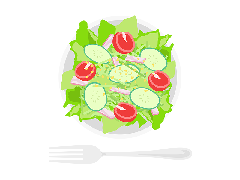 皿に盛られた トマトとキュウリのサラダの無料イラスト イラストセンター