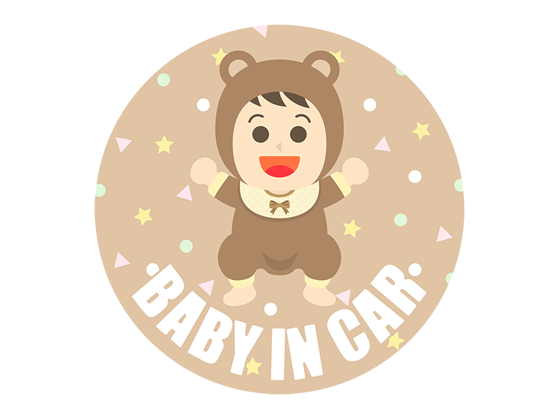 BABY IN CARのステッカーの透過PNGイラスト