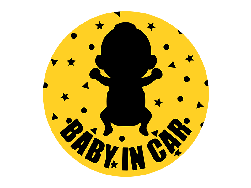 BABY IN CARのシルエットステッカーの透過PNGイラスト