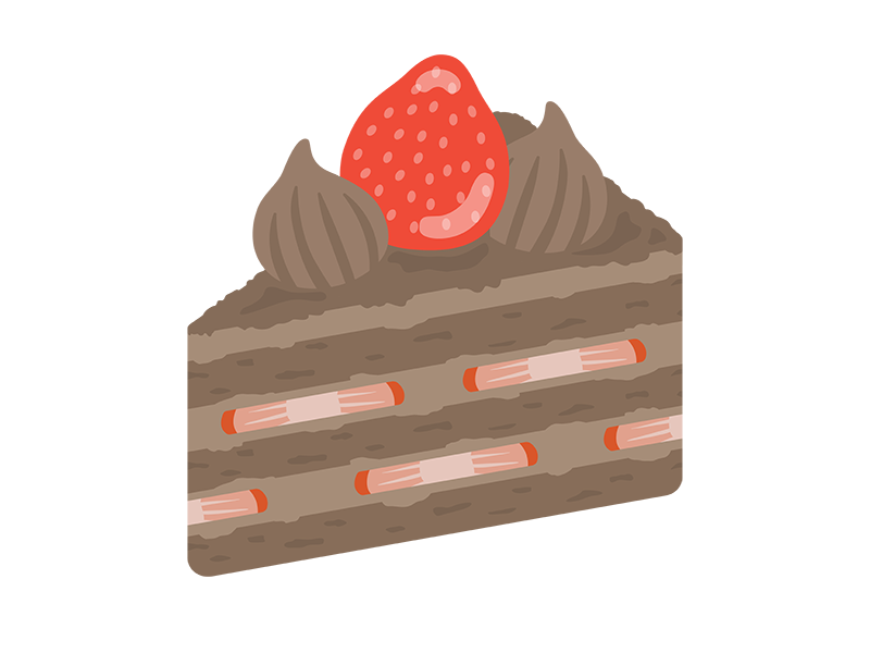 いちごのチョコレートケーキの透過PNGイラスト