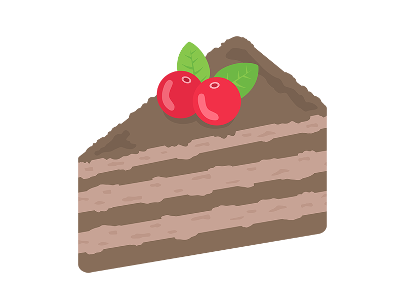 ベリーのチョコレートケーキの透過PNGイラスト