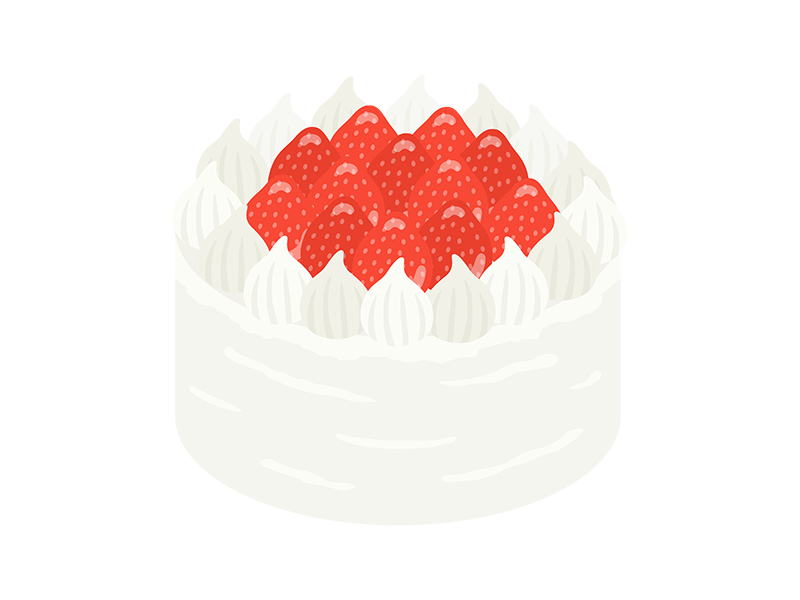 苺のホールケーキの透過PNGイラスト