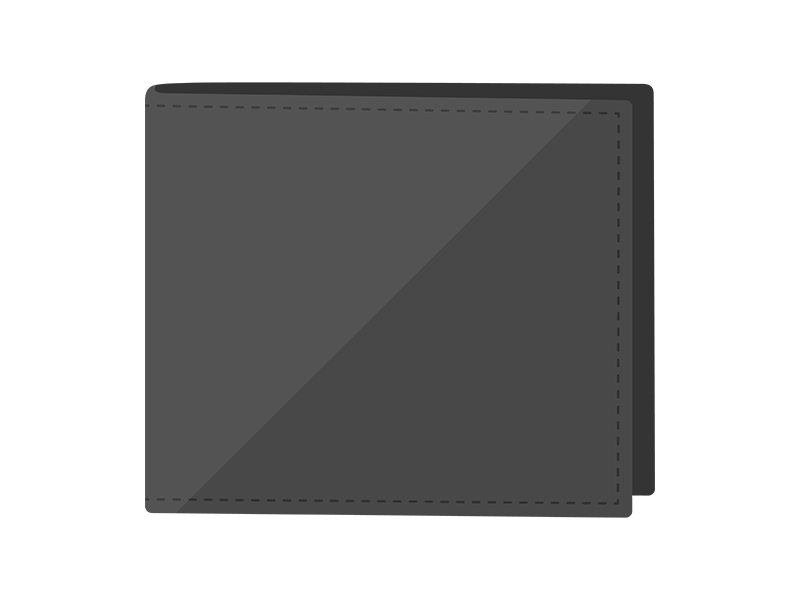 黒色の二つ折り財布の透過PNGイラスト