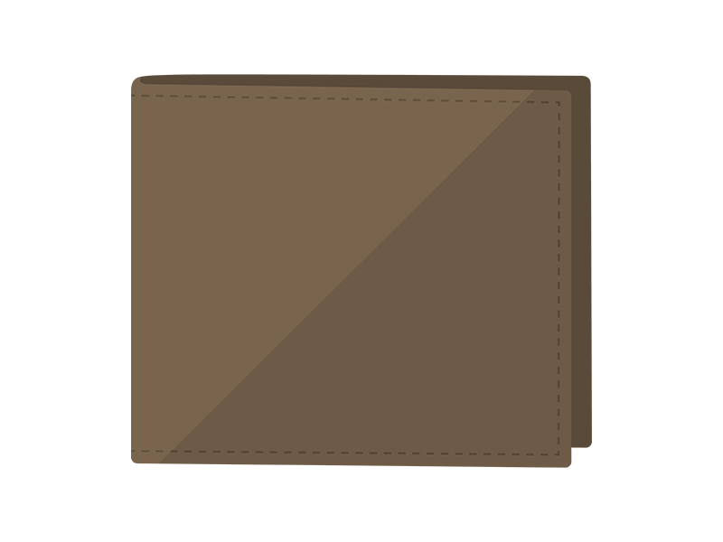 茶色の二つ折り財布の透過PNGイラスト
