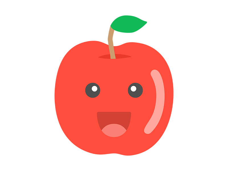 赤リンゴのキャラクターの透過PNGイラスト