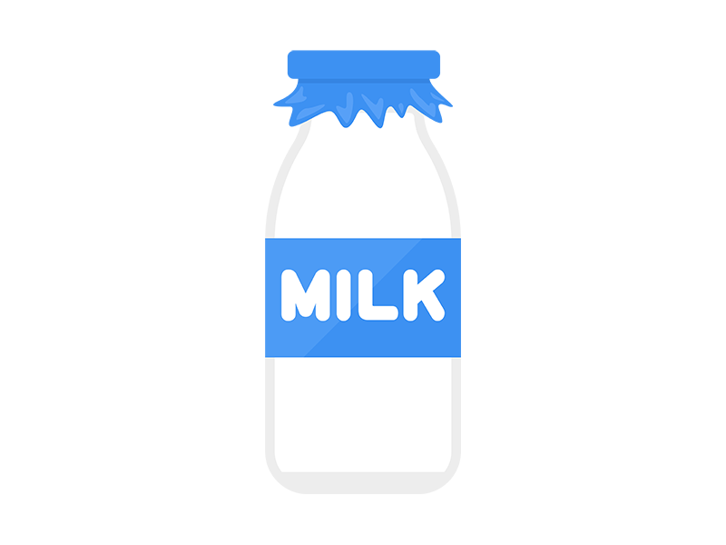 瓶に入ったミルクの透過PNGイラスト