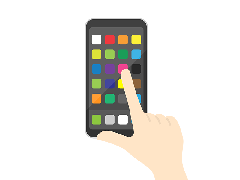 スマートフォンの アプリ一覧画面を操作する手の無料イラスト イラストセンター