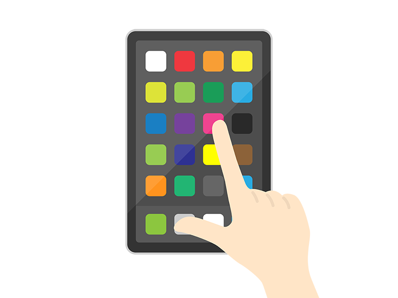 タブレットの アプリ一覧画面を操作する手の無料イラスト イラストセンター
