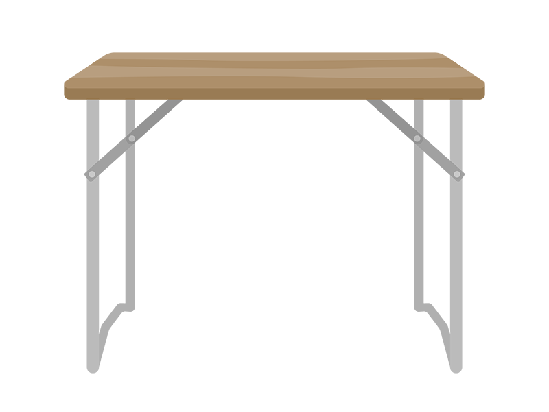 木製のアウトドアテーブルの透過PNGイラスト