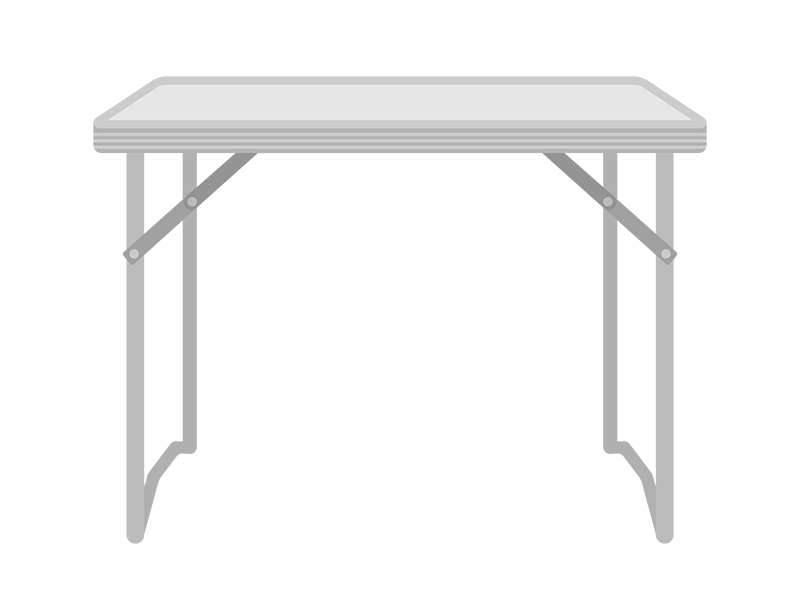 ステンレスのアウトドアテーブルの透過PNGイラスト