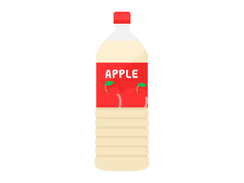ペットボトルに入った、りんごジュースの透過PNGイラスト